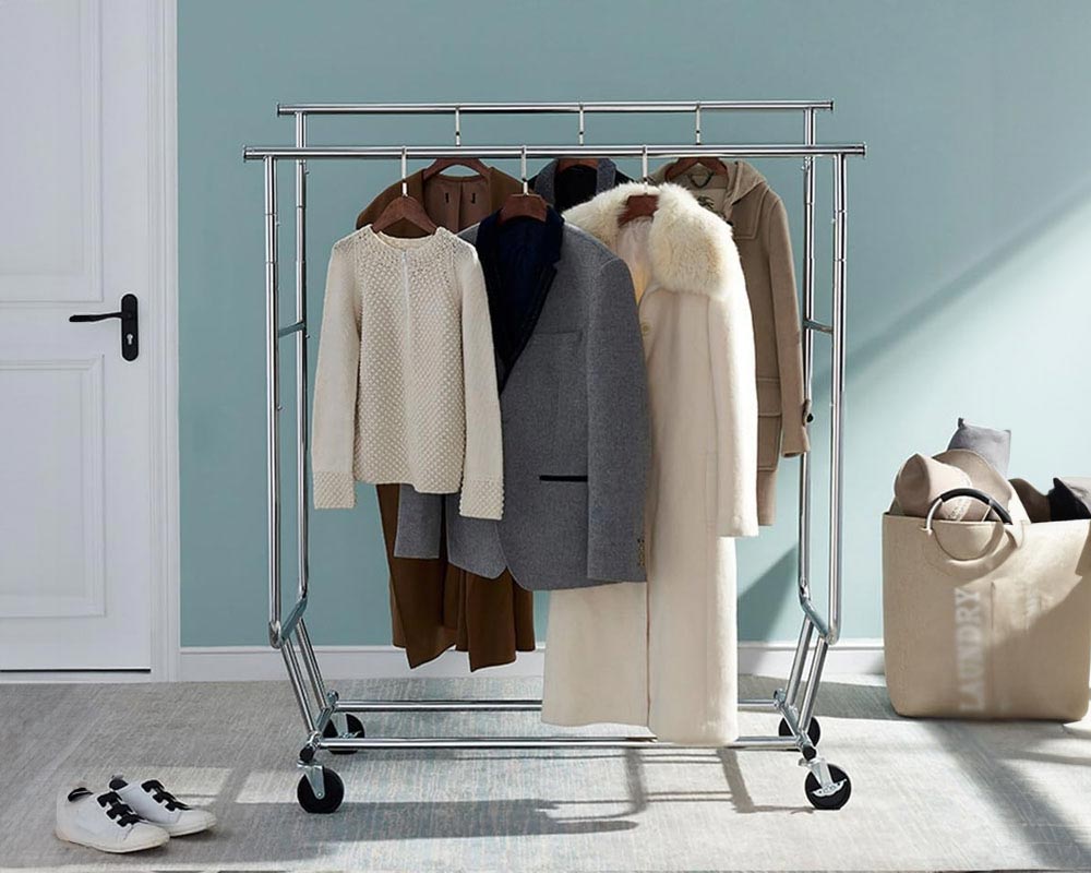 Heavy-Duty Industrial Double Rail Clothes Rack