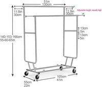 Thumbnail for Heavy-Duty Industrial Double Rail Clothes Rack
