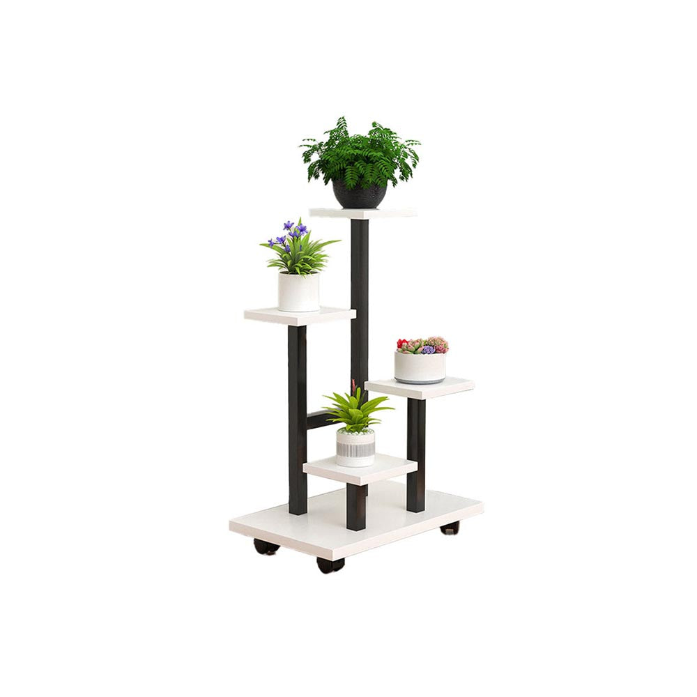 Flower pot rack used as bookshelf in modern home