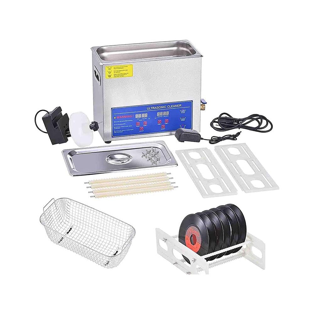 Ultrasonic vinyl record cleaner top view with digital display