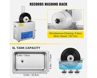 Thumbnail for Vinyl Records Washer 6.5L Ultrasonic Cleaner 180W