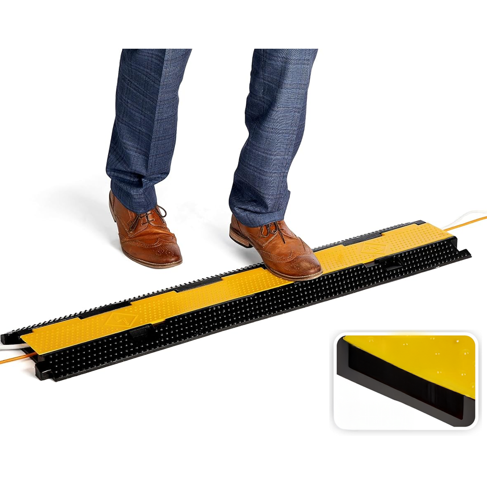 Footpath Matt Ramp Floor Cable Protector 2 Channel Pedestrian Cable Cover Ramp – Homyspire