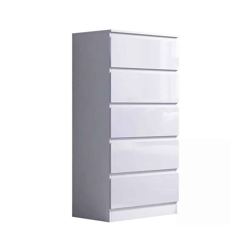 5 drawers slim tallboy front view