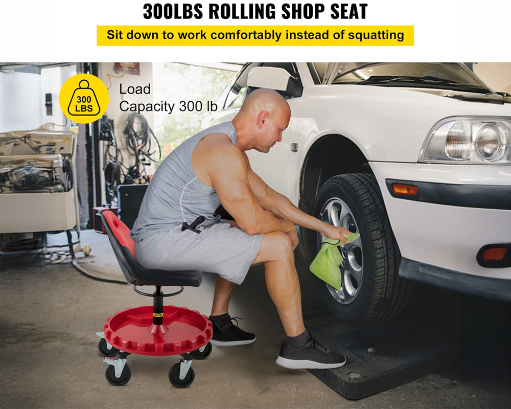 Rolling Workshop Seat With Adjustable Height