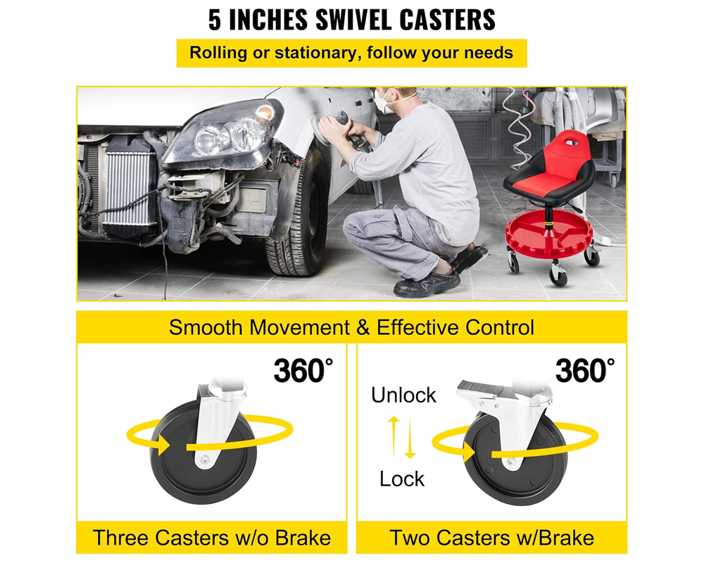 Rolling Workshop Seat With Adjustable Height