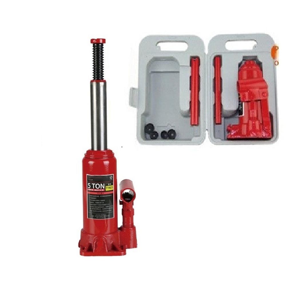 Portable hydraulic bottle jack with carrying handle
