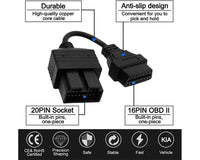 Thumbnail for KIA OBD Adapter 20Pin To OBD2 16PIN Cable