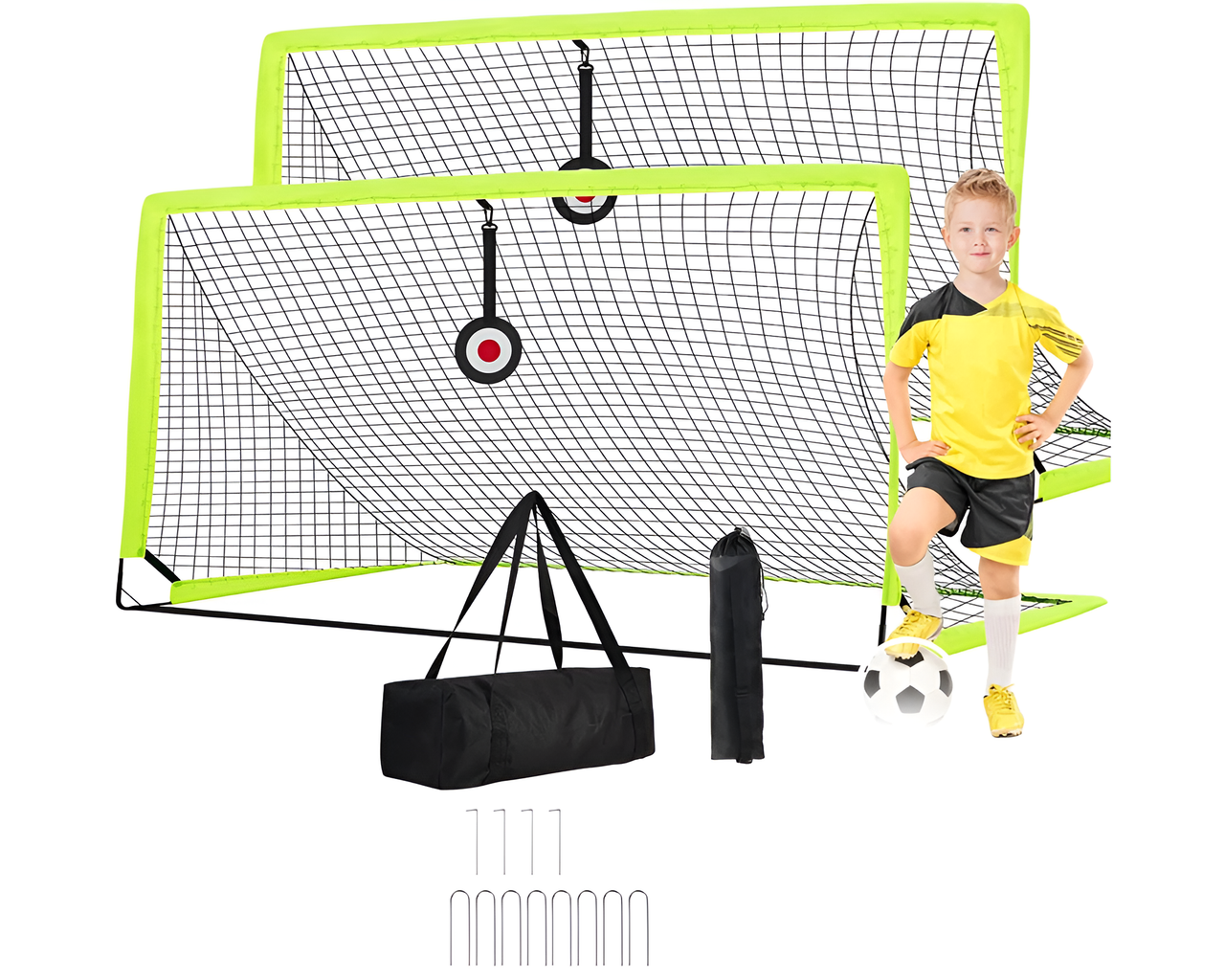 Soccer Goal Set Kids 2 Pack Portable Foldable Football Goal Nets