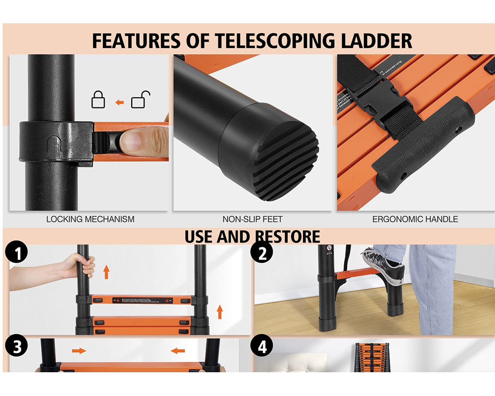 Telescopic Ladder 4.4m Aluminium Telescoping