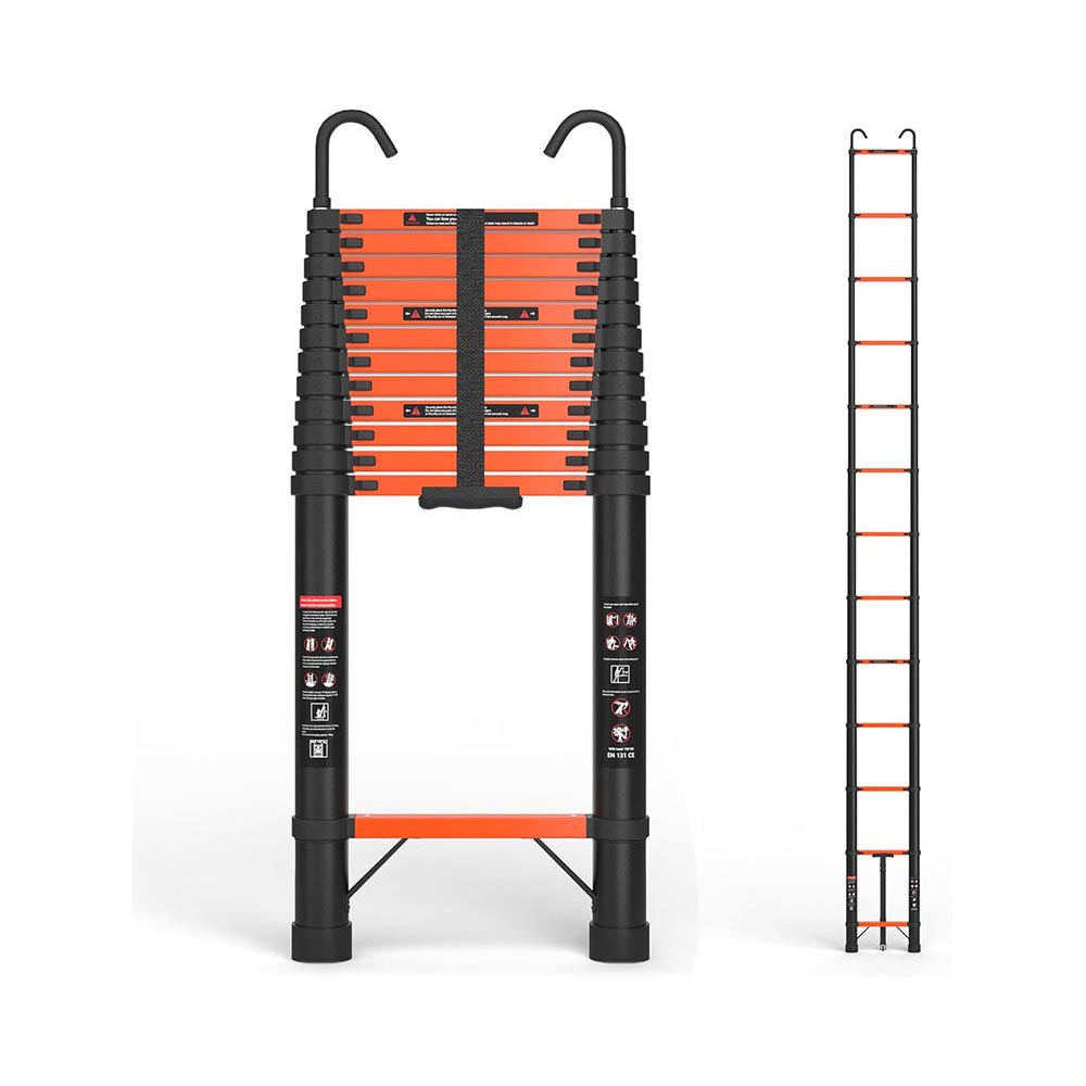 Telescoping ladder folded for easy transport