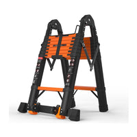 Thumbnail for Telescoping ladder folded for easy storage