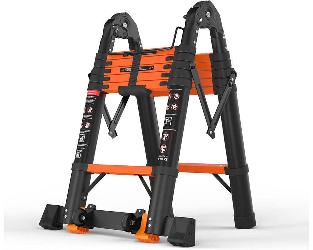 Telescopic ladder folded for easy storage