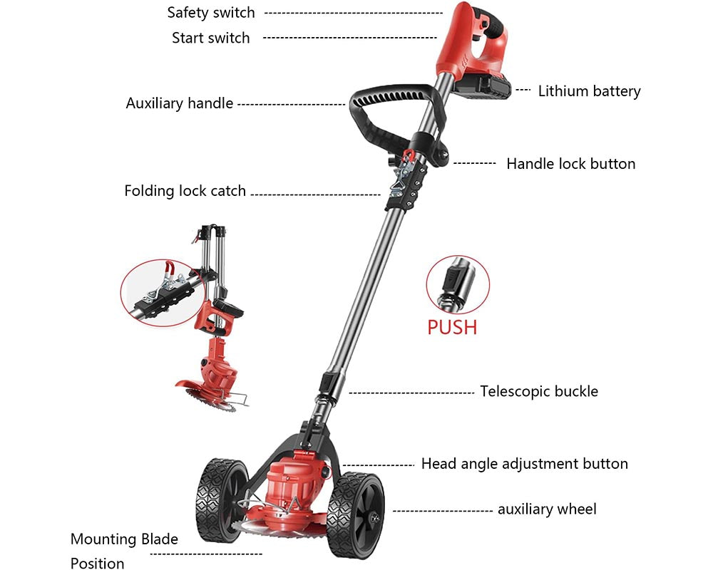 Push Weed Eater strimmer, Battery Operated Grass Cutter
