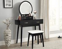 Thumbnail for Black Dressing Table with LED Mirror