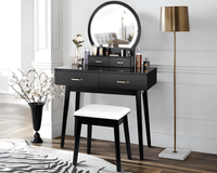 Thumbnail for Black Dressing Table with LED Mirror