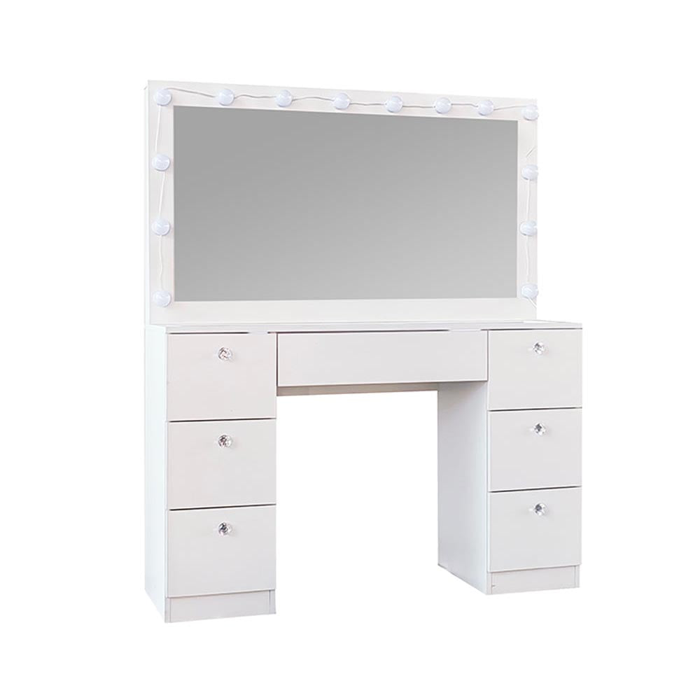 Makeup dressing table with six open shelves