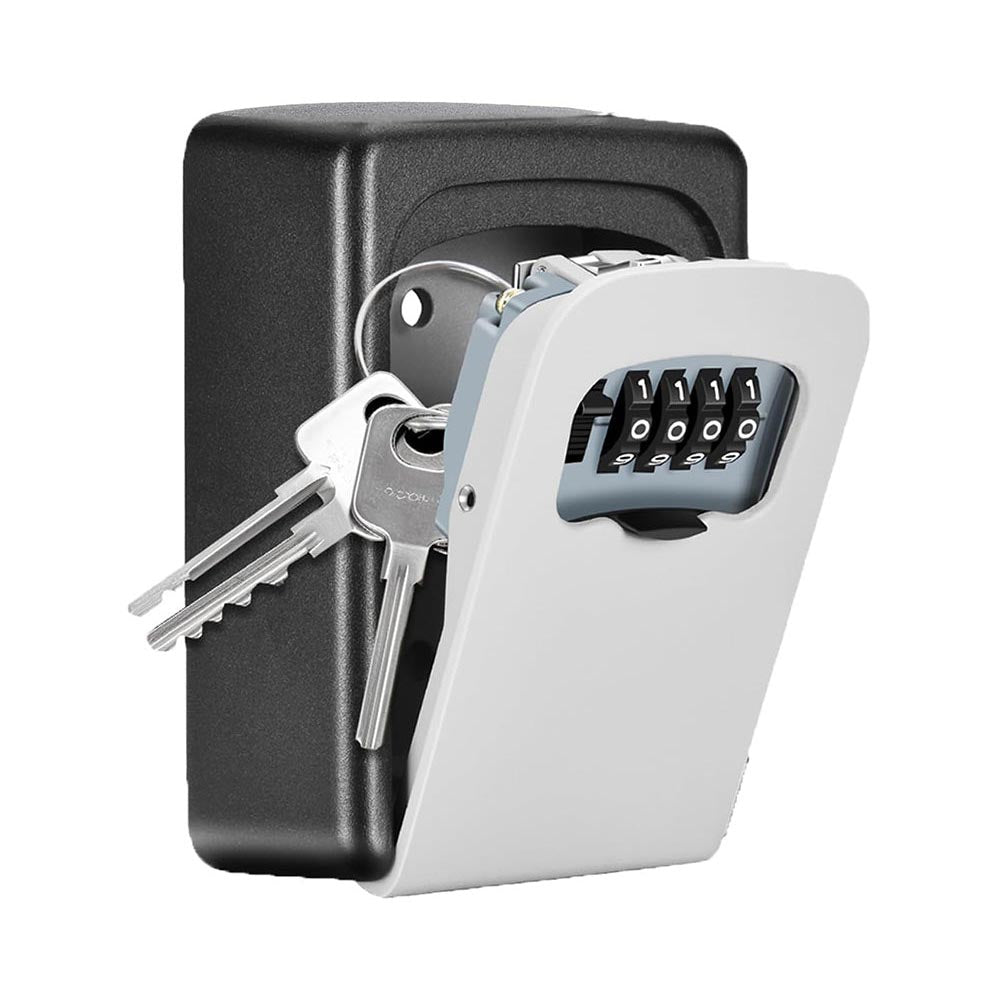 Safe Key Storage Key Safe Storage Box Wall-Mounted 4-Digit Combination White – Homyspire