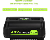Thumbnail for Ryobi 40V Battery 4Ah Battery Replacement Compatible