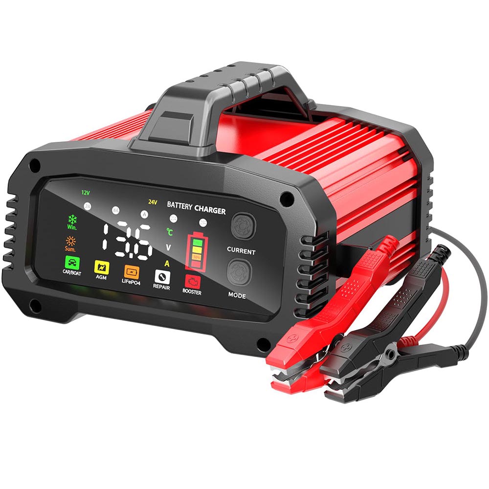 Car Battery Charger showing adjustable current mode