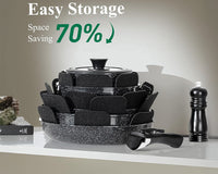Thumbnail for 19 Piece Nonstick Induction Cookware Set With White Granite Finish