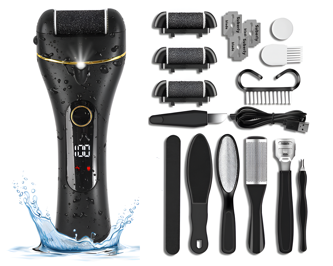 Electric callus remover with included foot brush