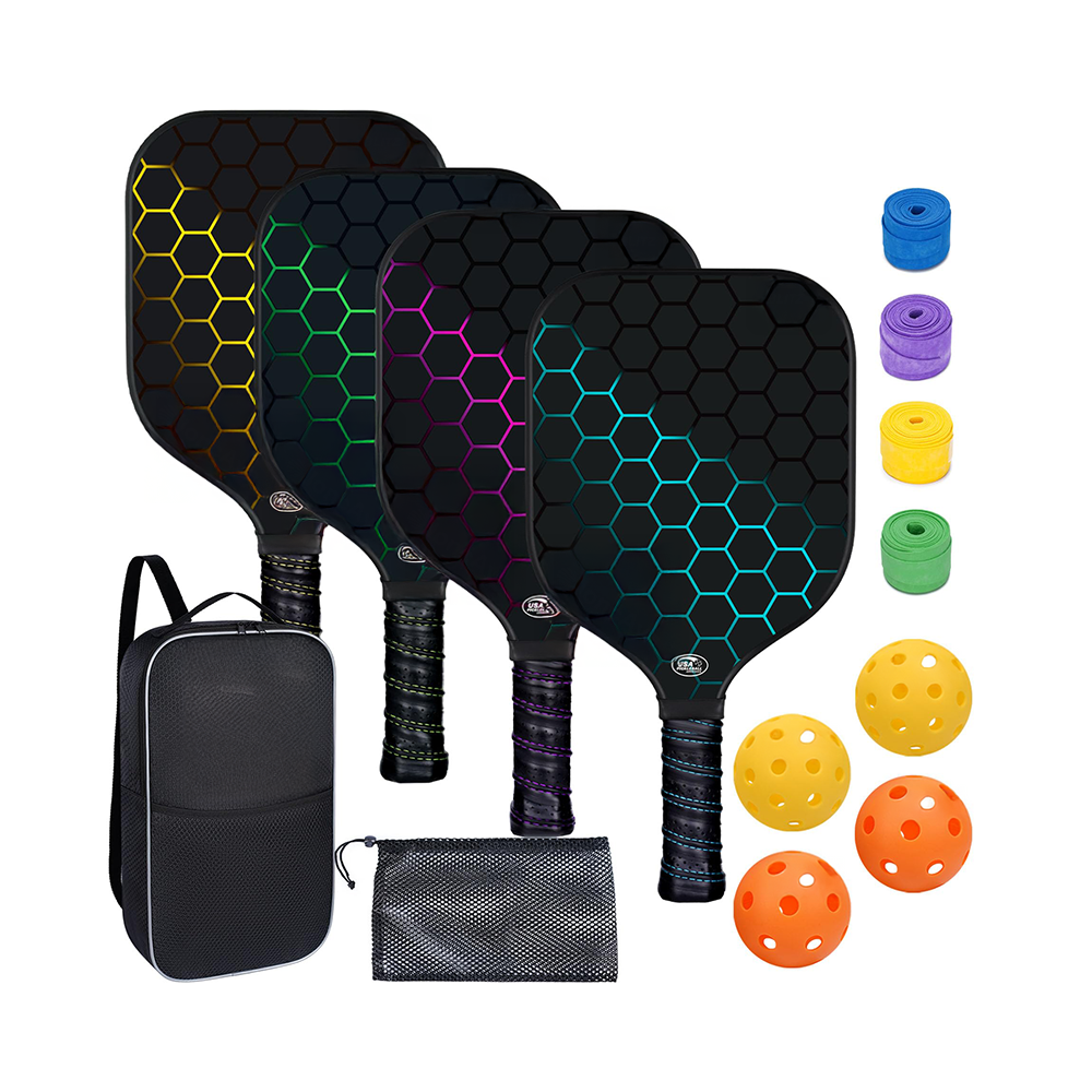 Pickleball paddles with replacement grip tapes