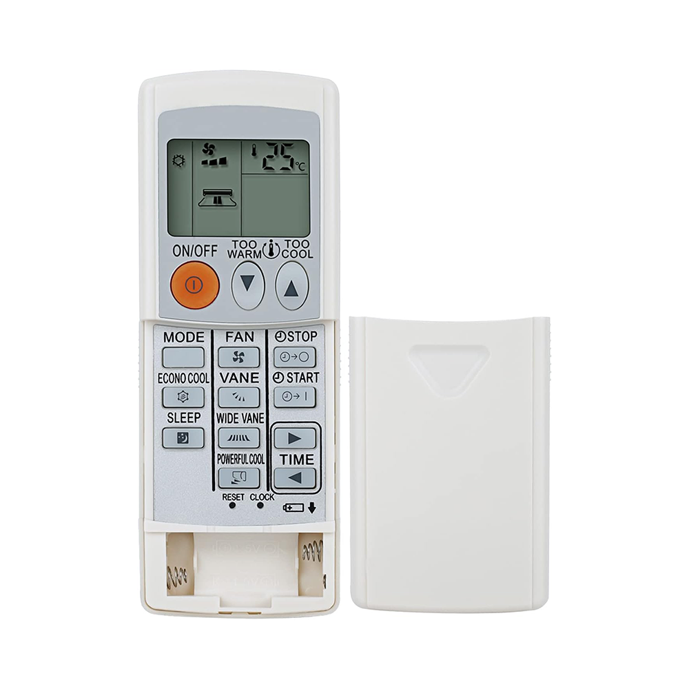 Mitsubishi heat pump remote showing ergonomic design