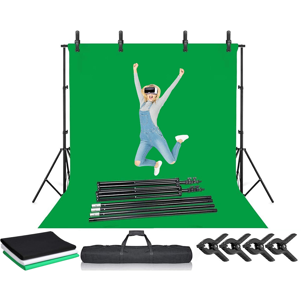 Photography Background Stand with 3 Backdrops Kit 3m