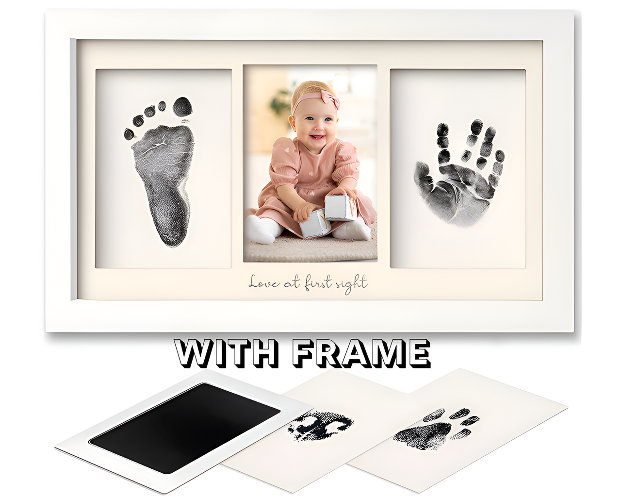 Close-up of hand print in prints photo frame