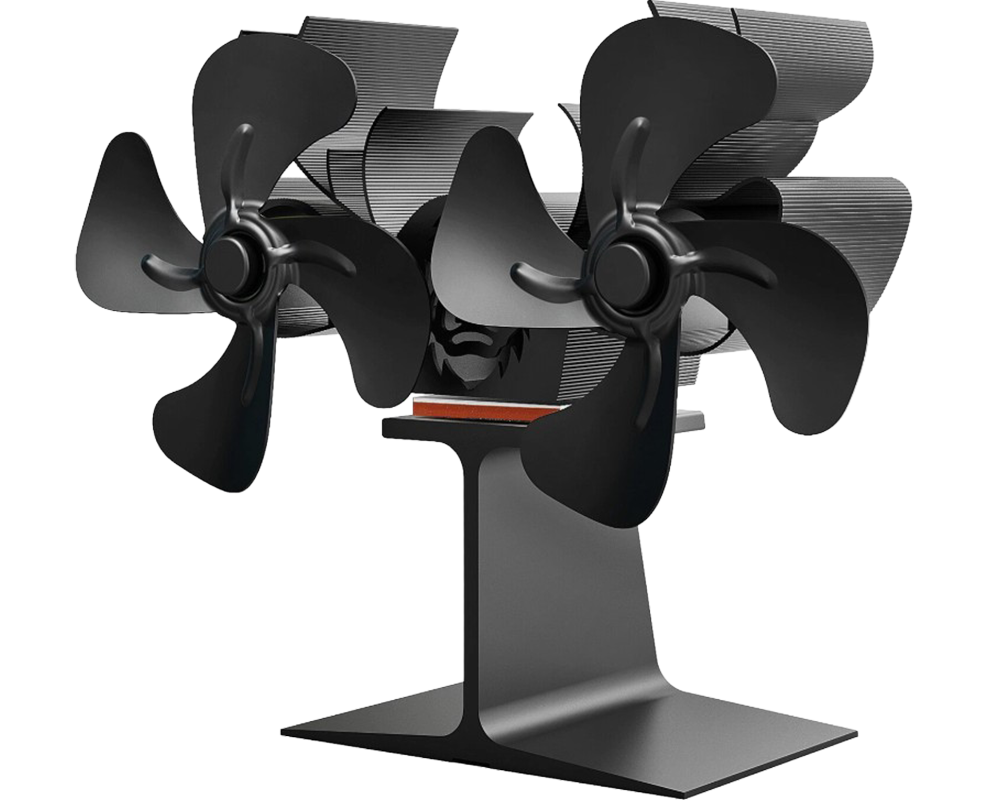 Heat powered fan side view