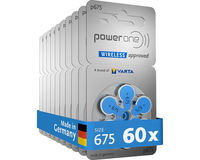 Thumbnail for PowerOne P675 size 675 Hearing Aid Batteries 60 Pack