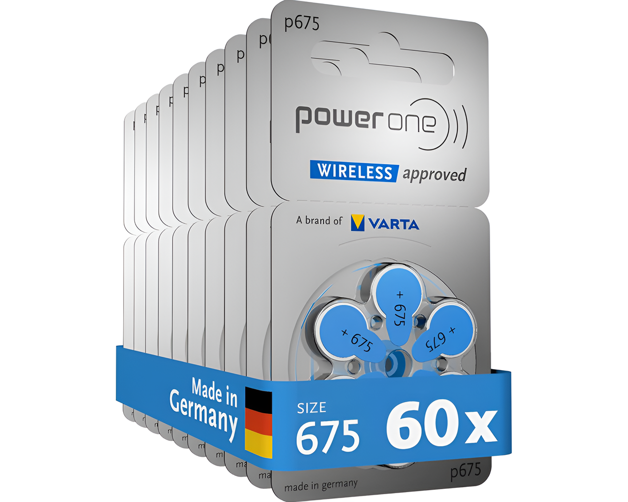 PowerOne P675 size 675 Hearing Aid Batteries 60 Pack