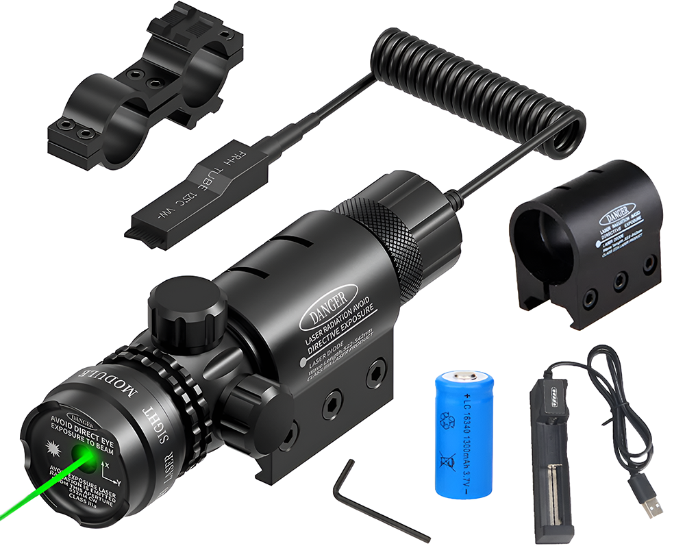 Green laser sight packaged with hex key