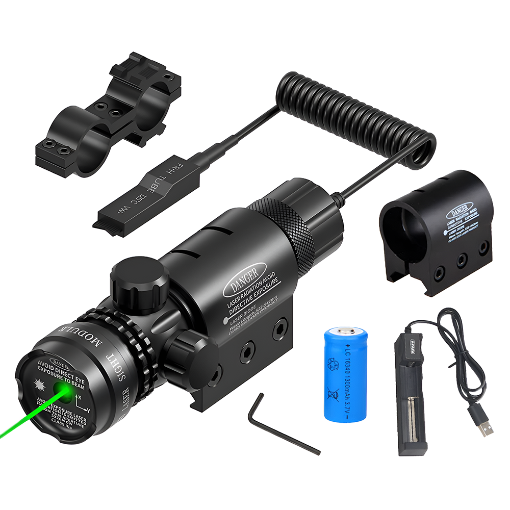 Green laser sight with included mounting rings