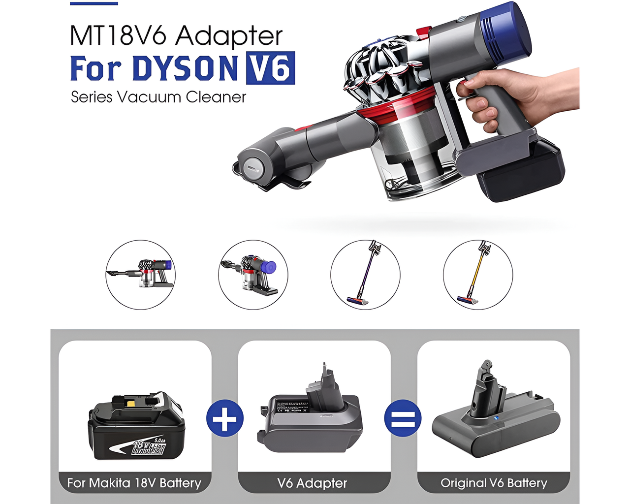 Adapter for Dyson V6 Battery Makita Adapter for Dyson V6 Battery 18V Clip-On