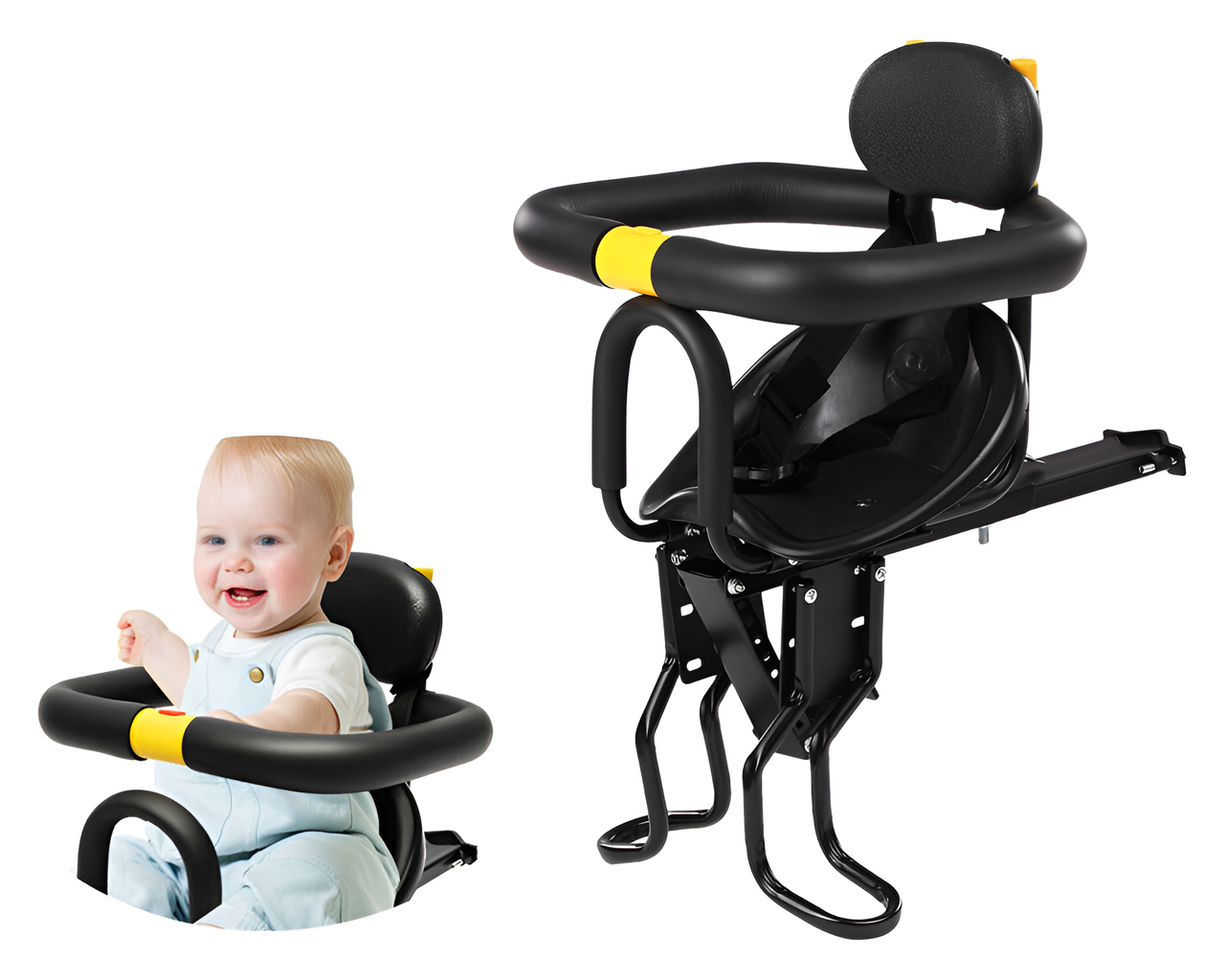 Adjustable baby bike seat with pedals