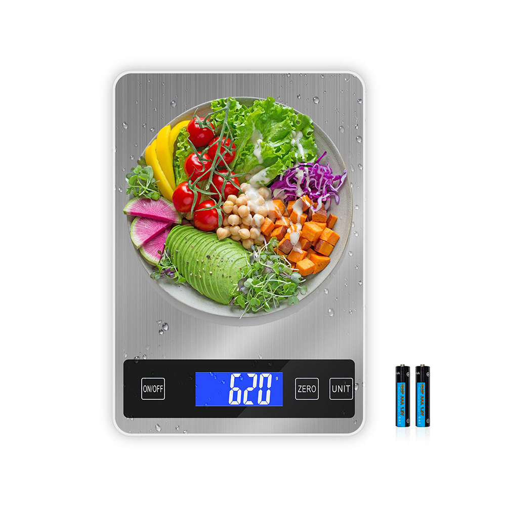 Kitchen scale measuring flour with grams unit