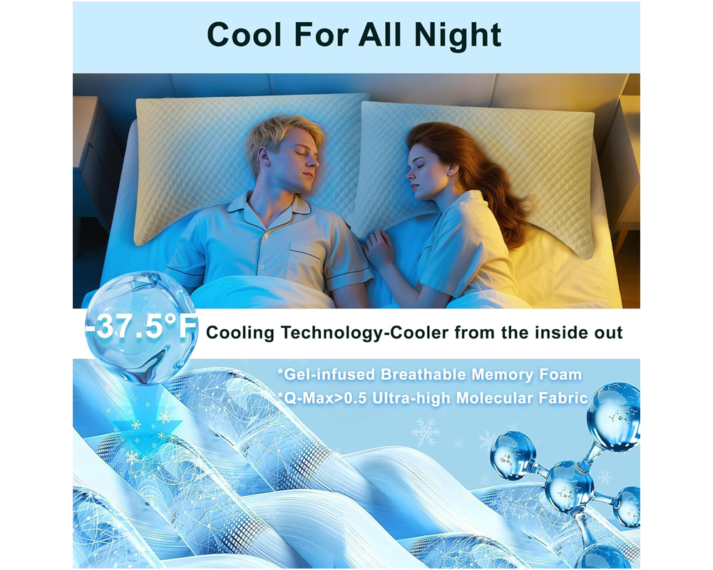 Side Sleeper Pillow – Curved Memory Foam Adjustable Cooling Pillow for Neck & Shoulder Pain Relief