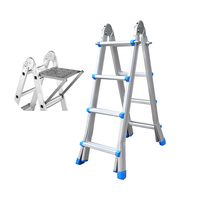 Thumbnail for 4m Telescopic Ladder used outdoors on uneven ground