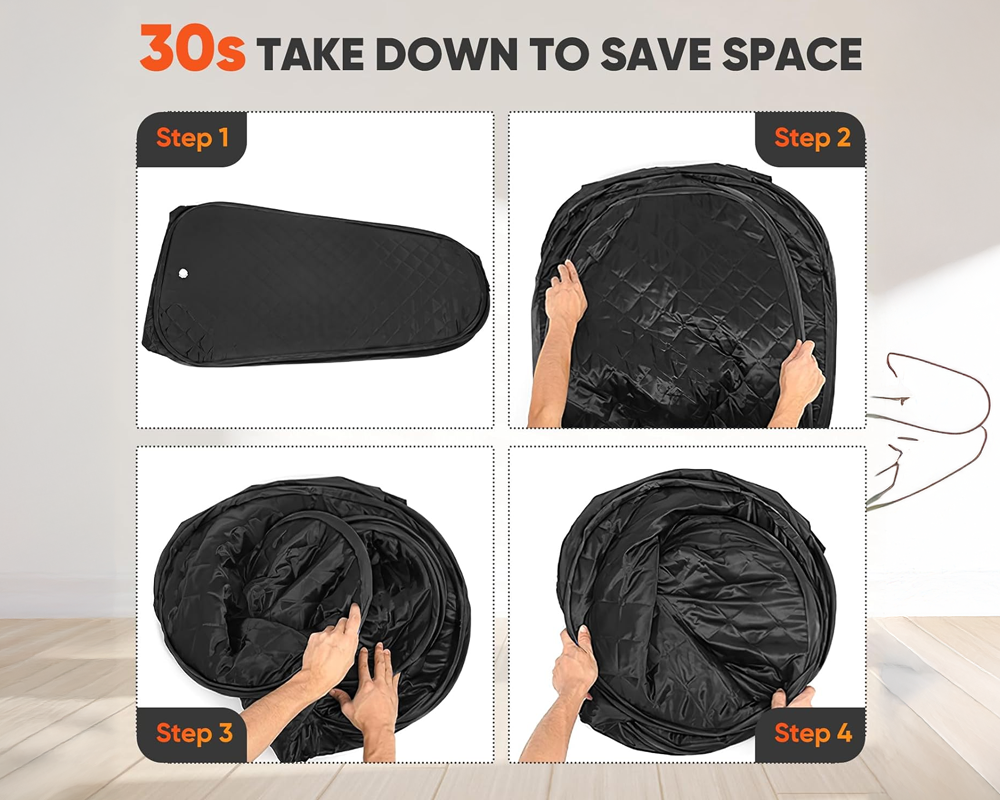 Steam sauna tent zipper opening for easy access