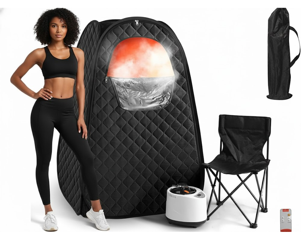 Portable home steam sauna foldable black tent