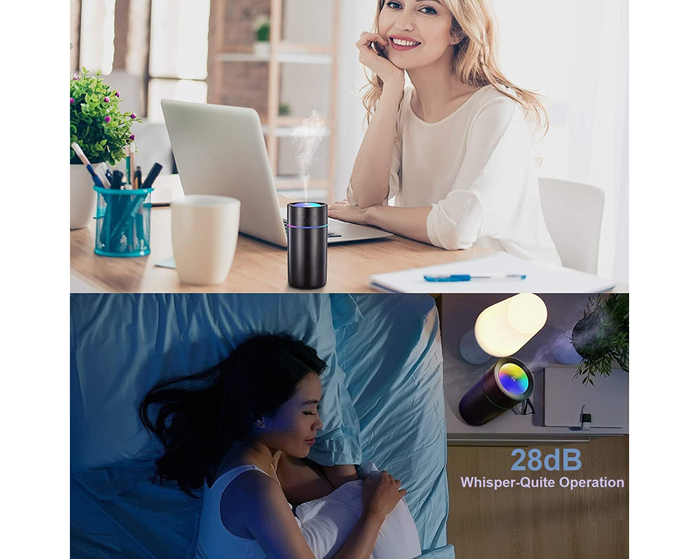 Mini Humidifier 320ml USB Portable Cool Mist Air Diffuser with Night Light Auto Shut-Off