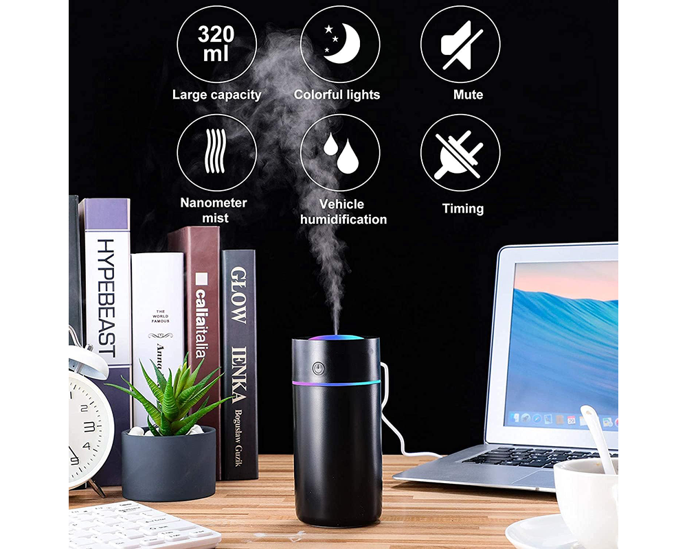 Mini Humidifier 320ml USB Portable Cool Mist Air Diffuser with Night Light Auto Shut-Off