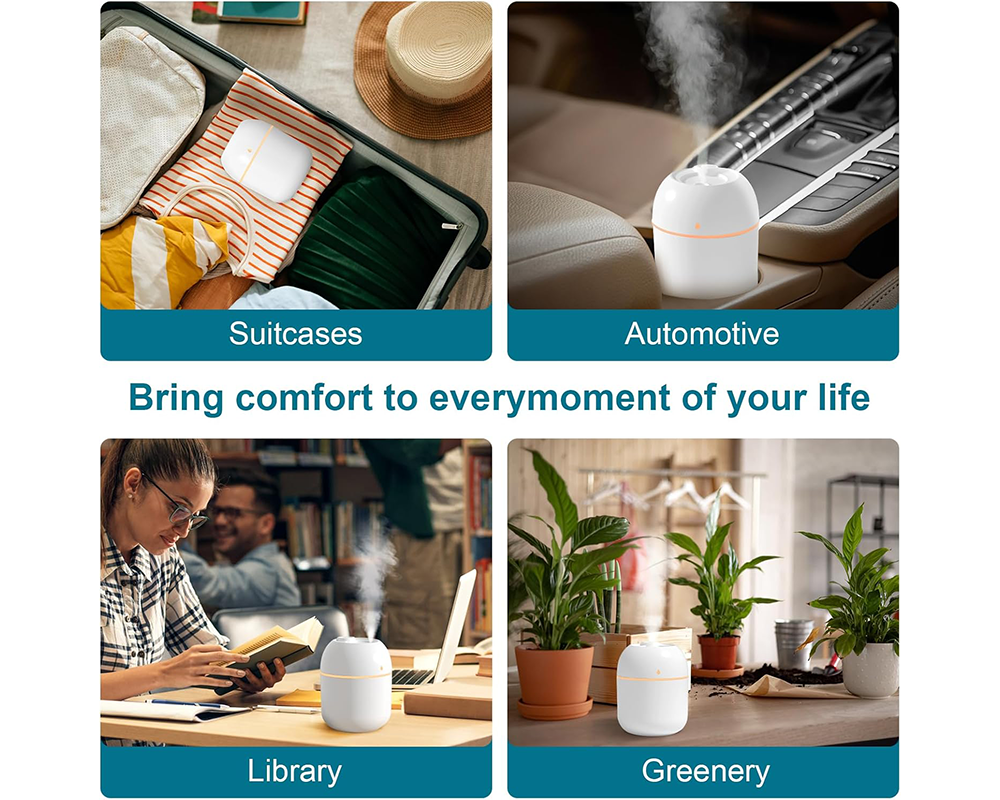 Compact Humdifier Table Top Portable Humidifier USB 220ml White Small Size – Homyspire