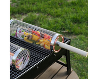 Thumbnail for Rolling Grill Basket – Stainless Steel BBQ Net Tube for Meat, Vegetables & Seafood Outdoor Cooking