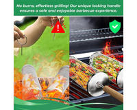 Thumbnail for Rolling Grill Basket – Stainless Steel BBQ Net Tube for Meat, Vegetables & Seafood Outdoor Cooking
