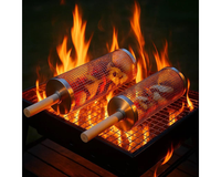 Thumbnail for Rolling Grill Basket – Stainless Steel BBQ Net Tube for Meat, Vegetables & Seafood Outdoor Cooking