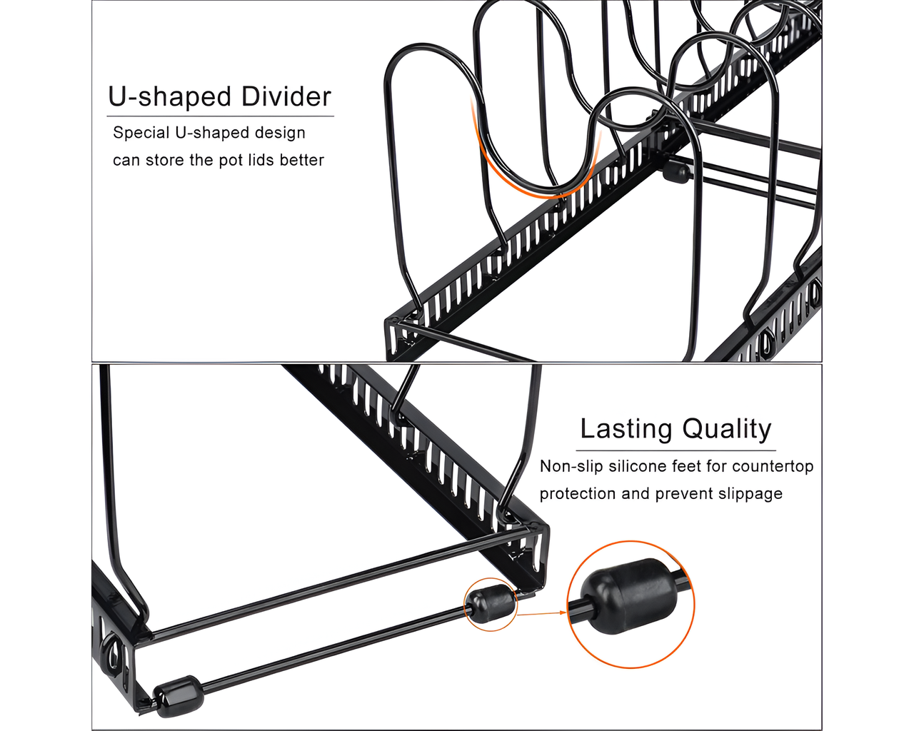 Expandable Lid & Pan Organiser Black Rack