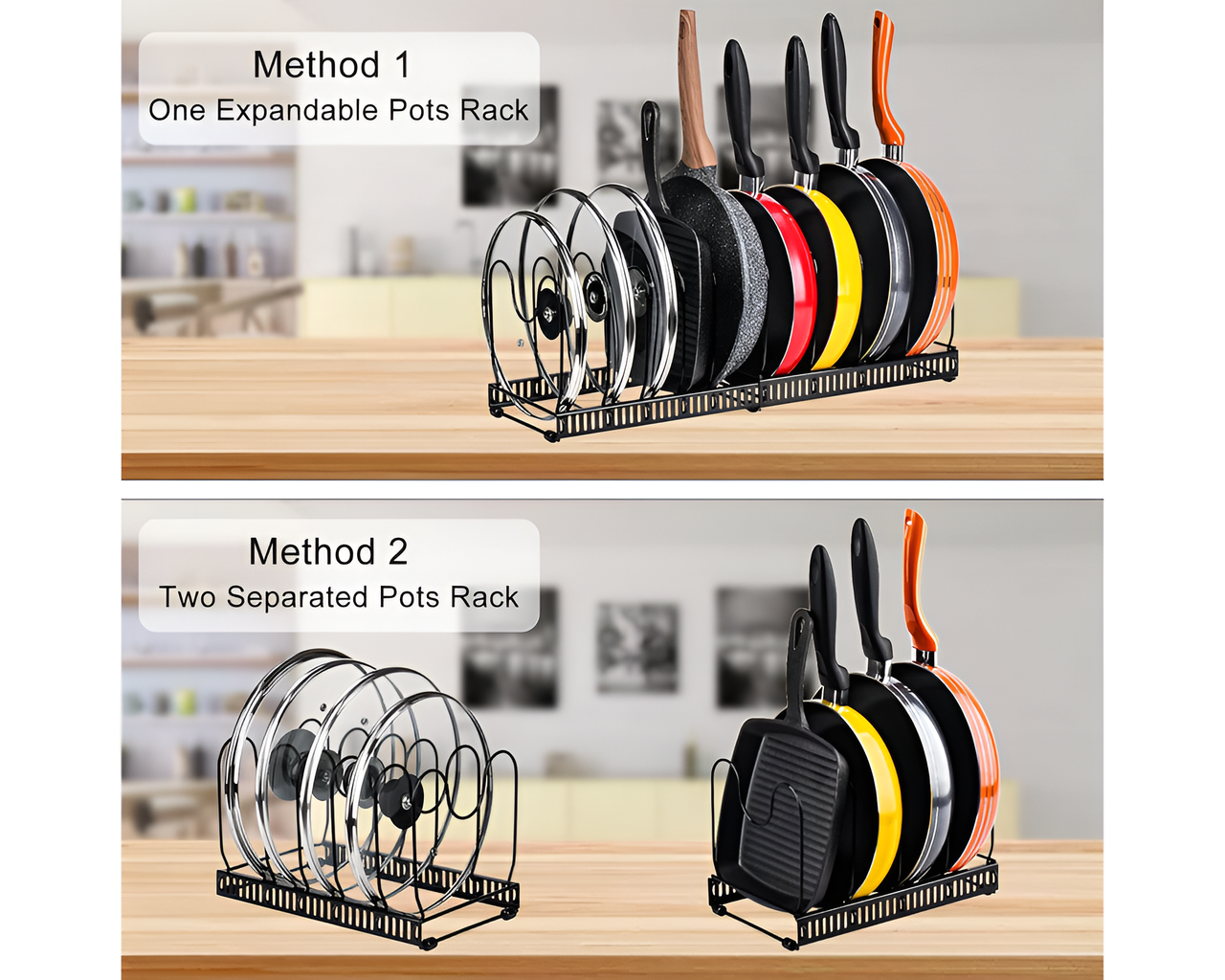 Expandable Lid & Pan Organiser Black Rack