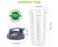 Thumbnail for NutriBullet 32oz Cup Set – 2 Pack Tall Blender Replacement Cups with Flip Top Lids & Gaskets (600W/900W)
